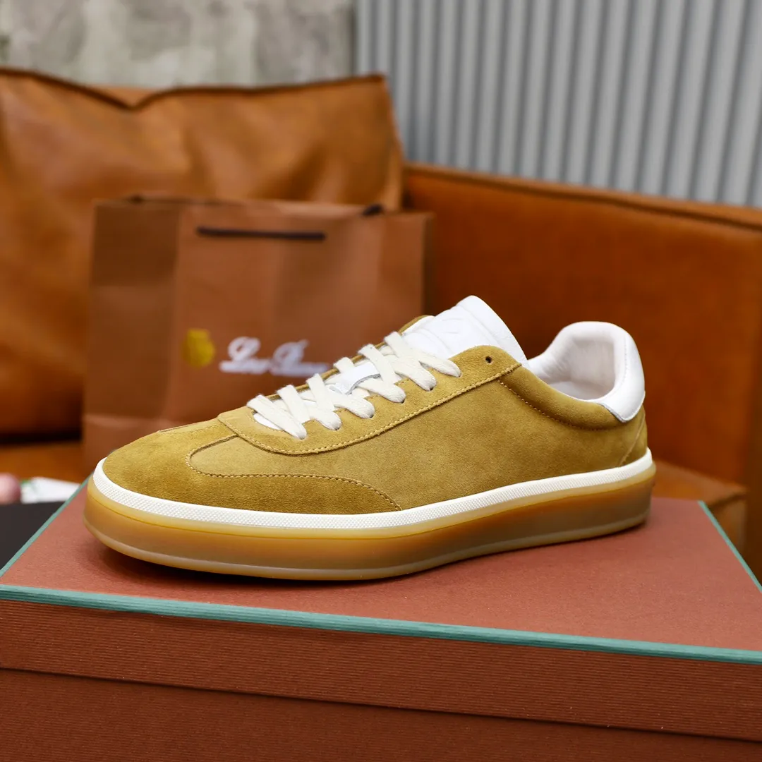 Men's Men's Shoes💰540💰••New Products•• LoroPian*_Noyo-Pianya New men's casual moral training sneakers, LP lace-up casual shoes!  Made of original imported soft cowhide and suede fabric, it highlights the sporty style. The heel is decorated with logo embossing and the original molding. The raw rubber translucent sole combined with the color welt adds a sense of modernity to the shoe. The shoe is overall refreshing and easy to match with style. It has a full cowhide lining for the feet. The original box packaging at the counter comes with wooden balls and a dust bag! Size: 38-44 (.45 customized)